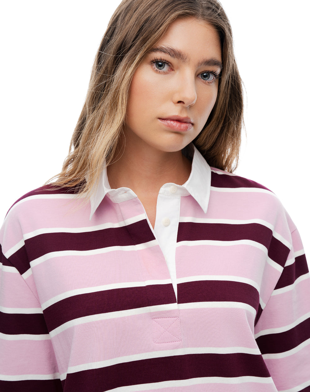 Polo manga corta oversize algodón rayas mujer