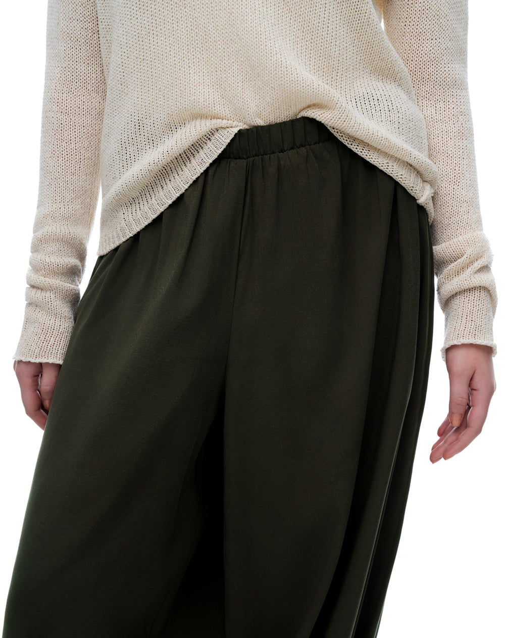 Pantalón loose fit tiro medio verde