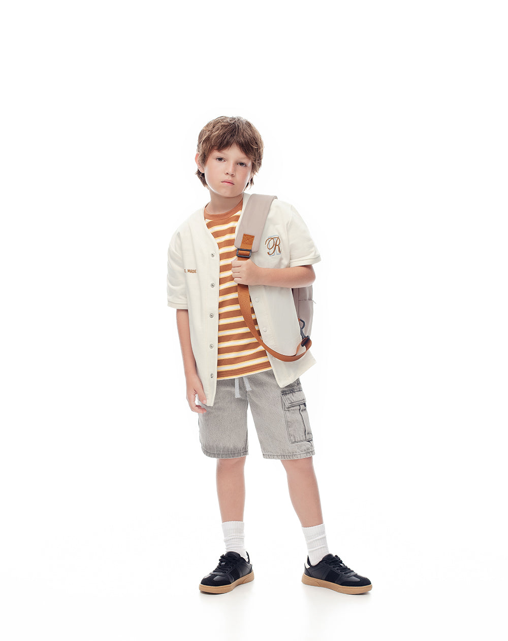 Camisa regular fit manga corta vainilla