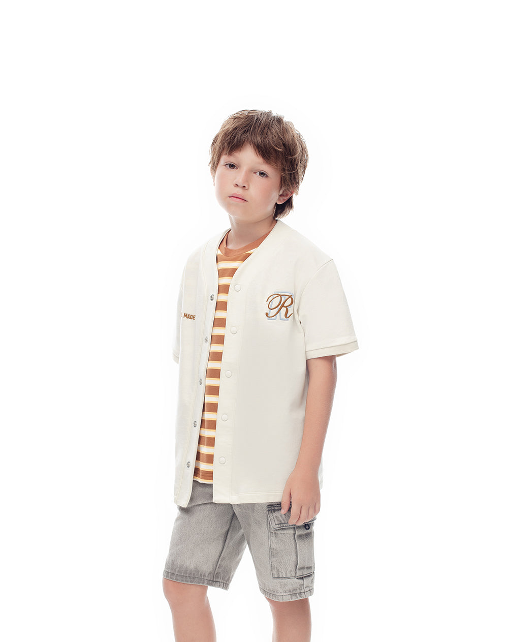 Camisa regular fit manga corta vainilla
