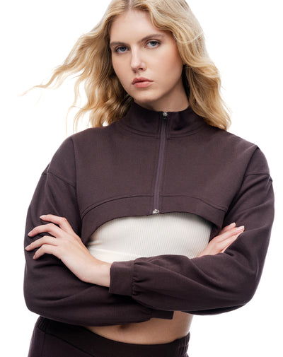 Buzo cropped vinotinto mujer