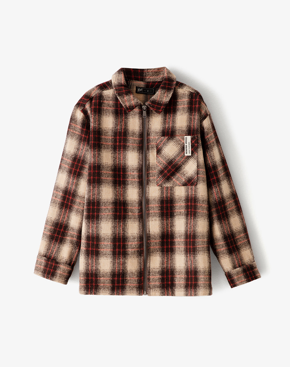 Camisa regular fit manga larga café con cuadros