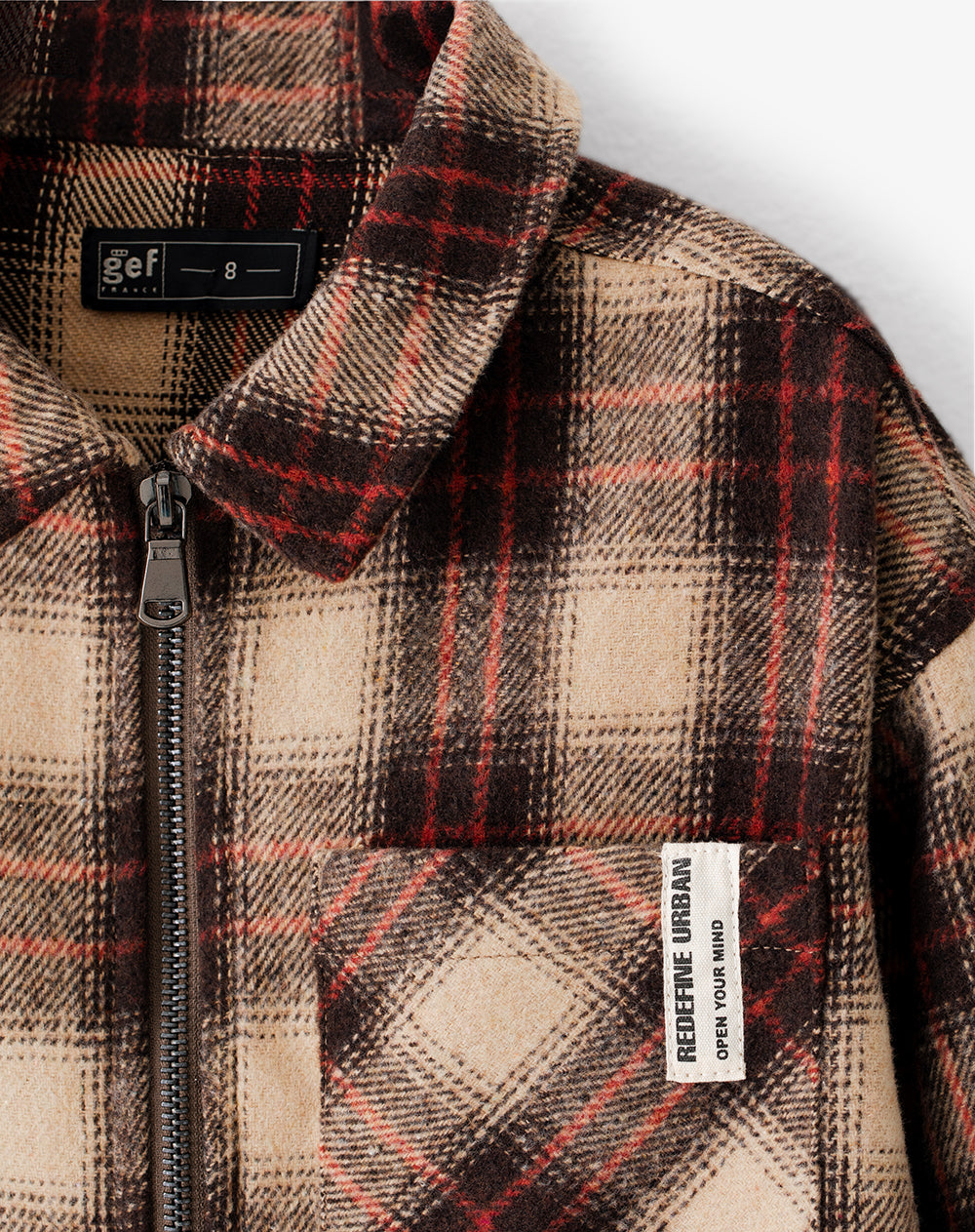 Camisa regular fit manga larga café con cuadros