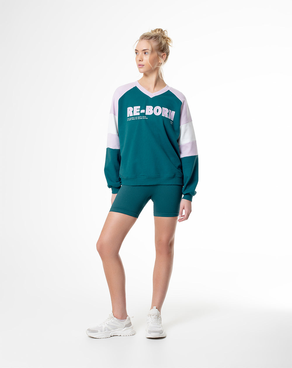 Buzo relaxed fit verde bloques