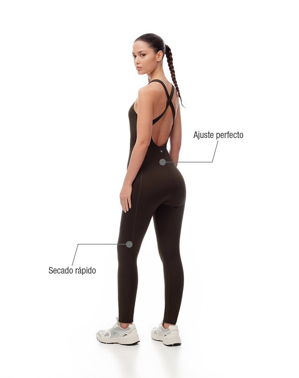 Enterizo deportivo secado rápido chocolate mujer