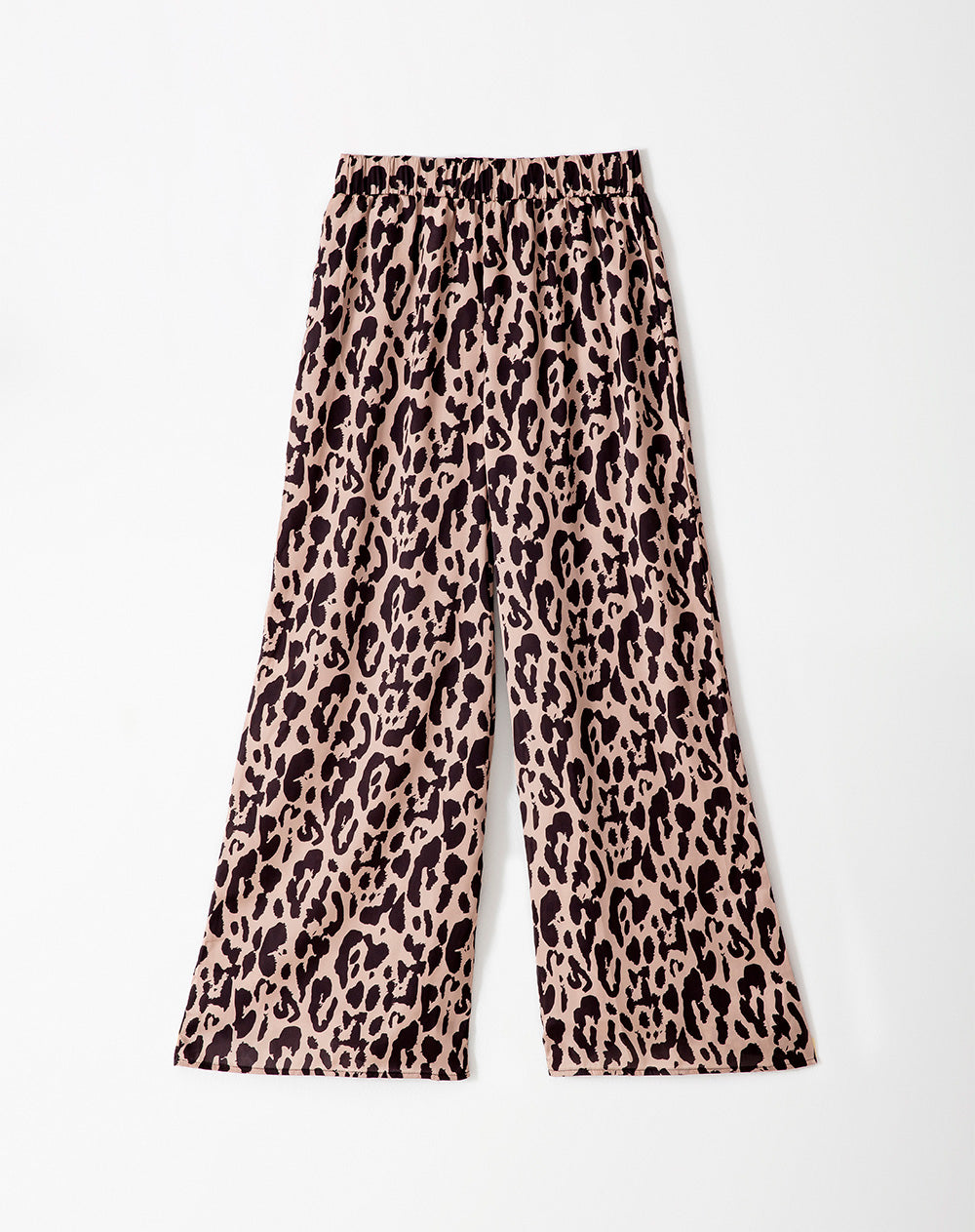 Pantalón loose fit tiro alto negro leopardo