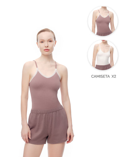 Camisilla slim seamless x2unds surtidas mujer