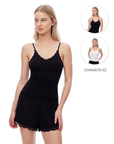 2 camisetas fitted fit tiras surtida