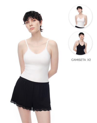 Camisilla slim seamless x2unds surtidas mujer
