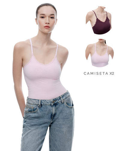 Camisilla slim seamless x2unds surtidas mujer