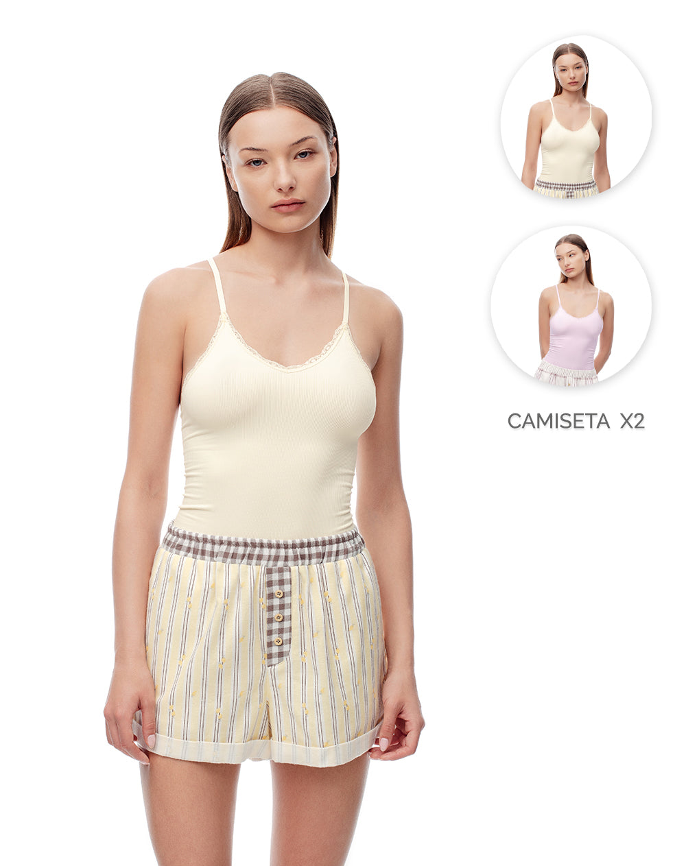 Camisilla slim seamless x2unds surtidas mujer