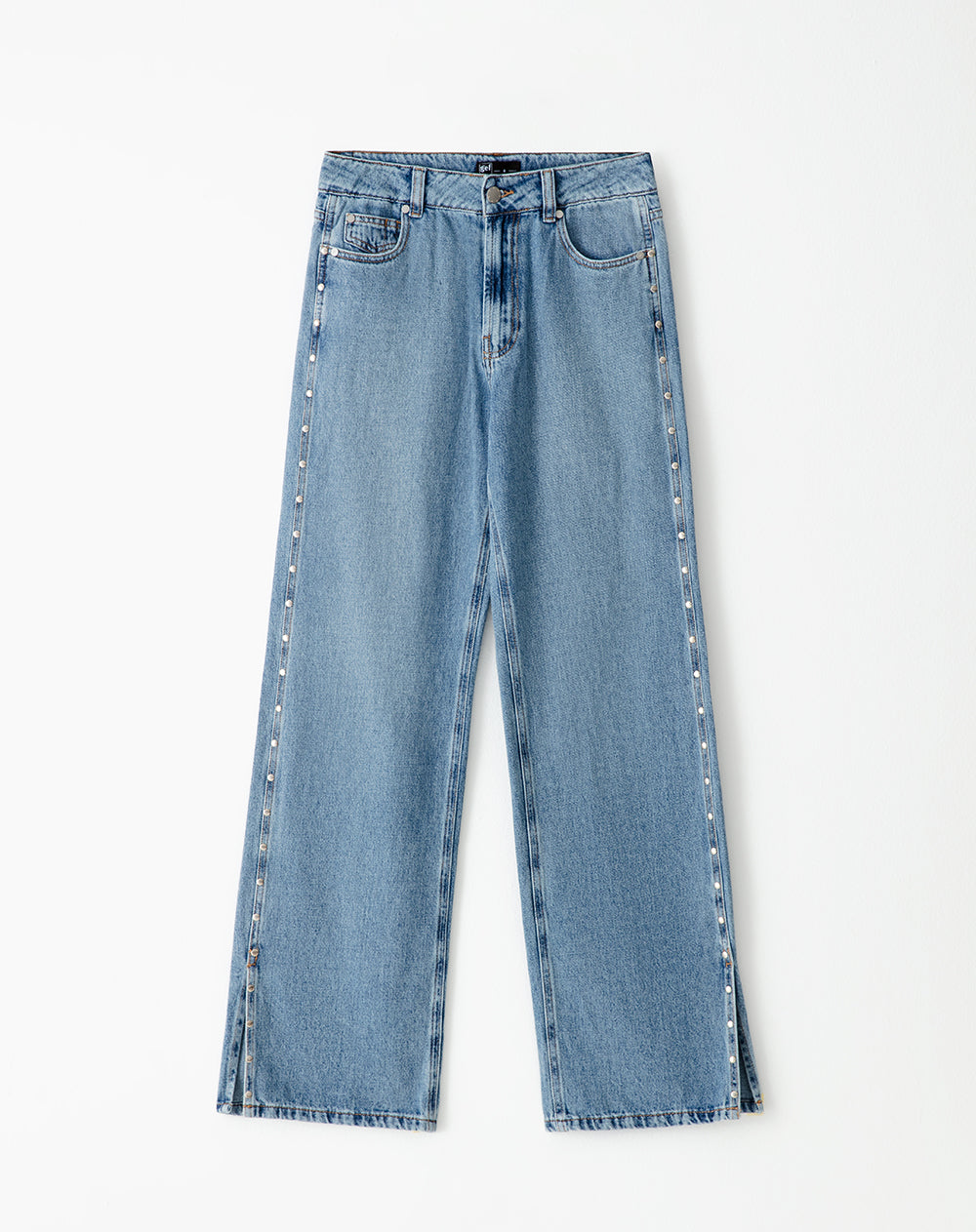 Jean straight tiro medio índigo medio mujer