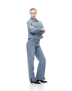Jean straight tiro medio índigo medio mujer