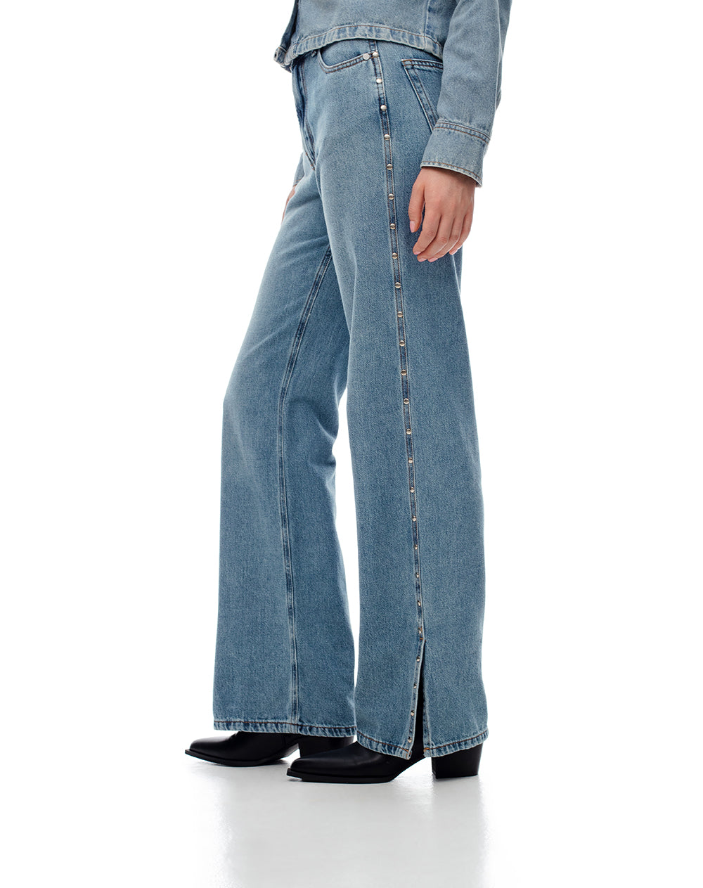Jean straight tiro medio índigo medio mujer
