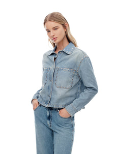 Chaqueta loose fit sin capucha índigo medio