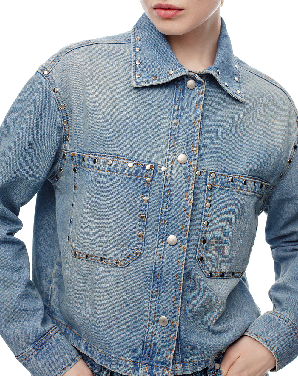Chaqueta regular índigo medio mujer