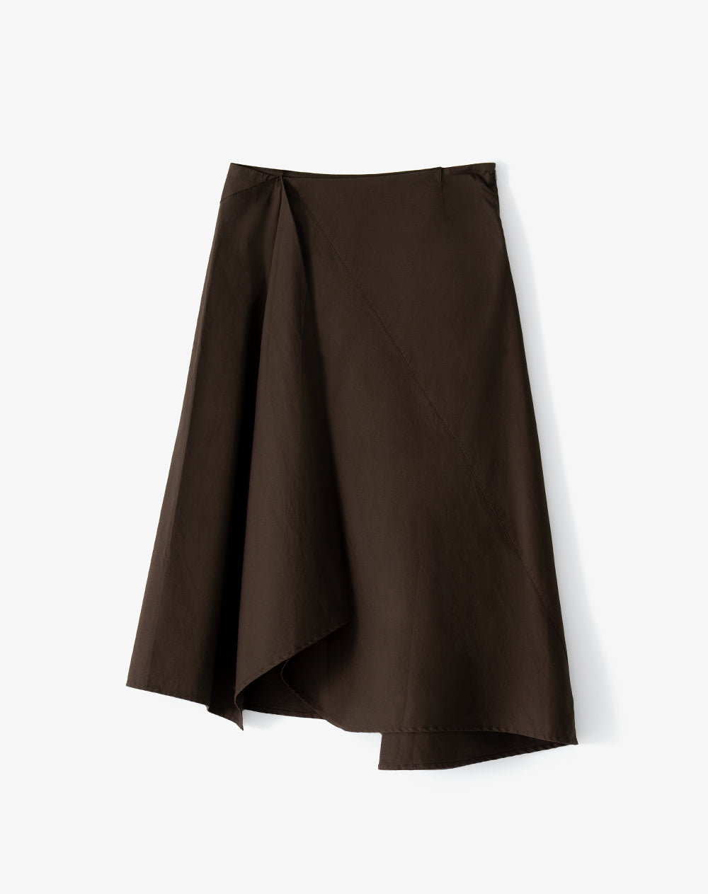Falda midi tiro medio silueta tipo A café mujer