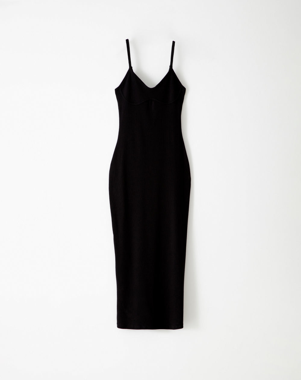 Vestido 3/4 en rib negro