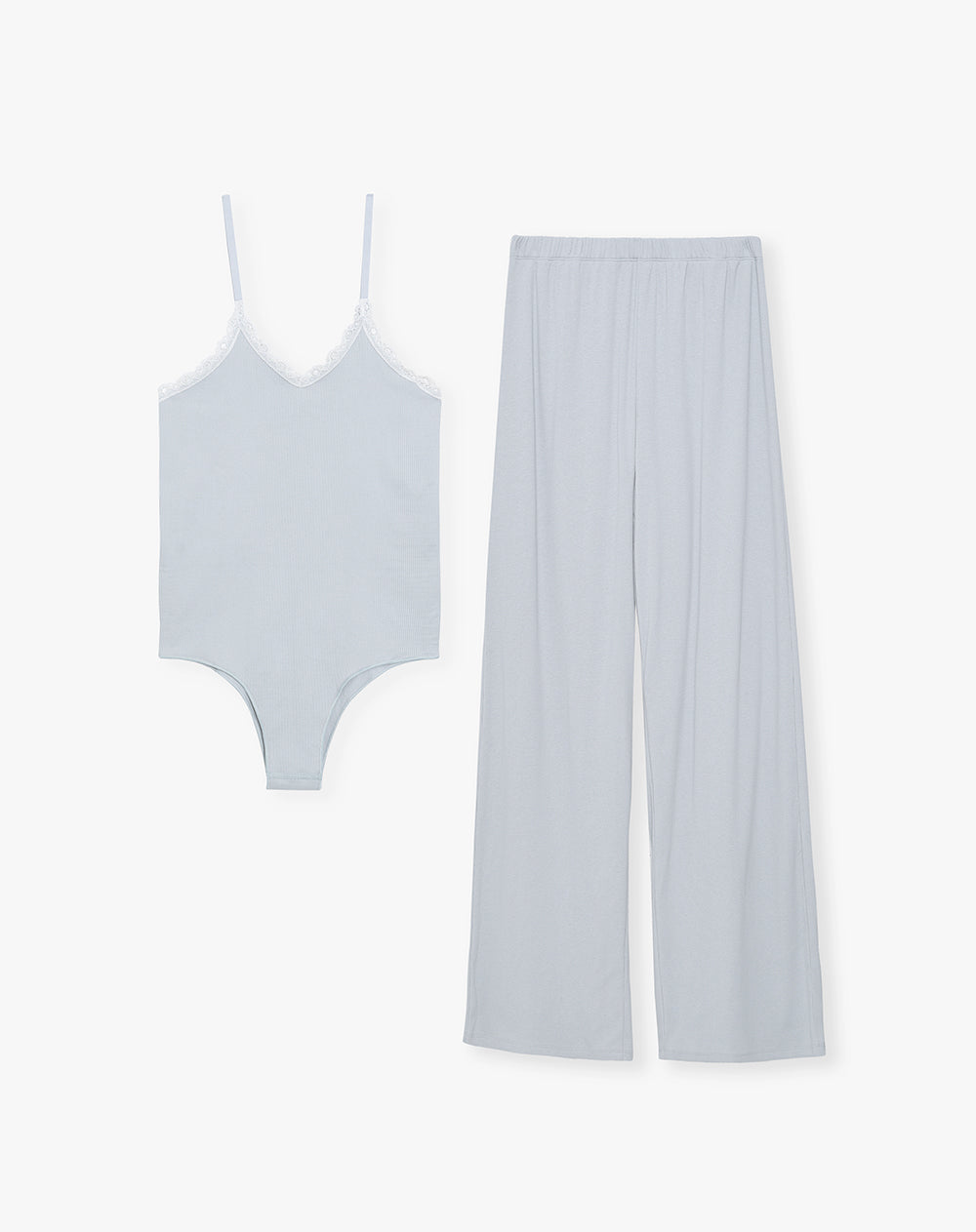 Body seamless + pantalón gris mujer