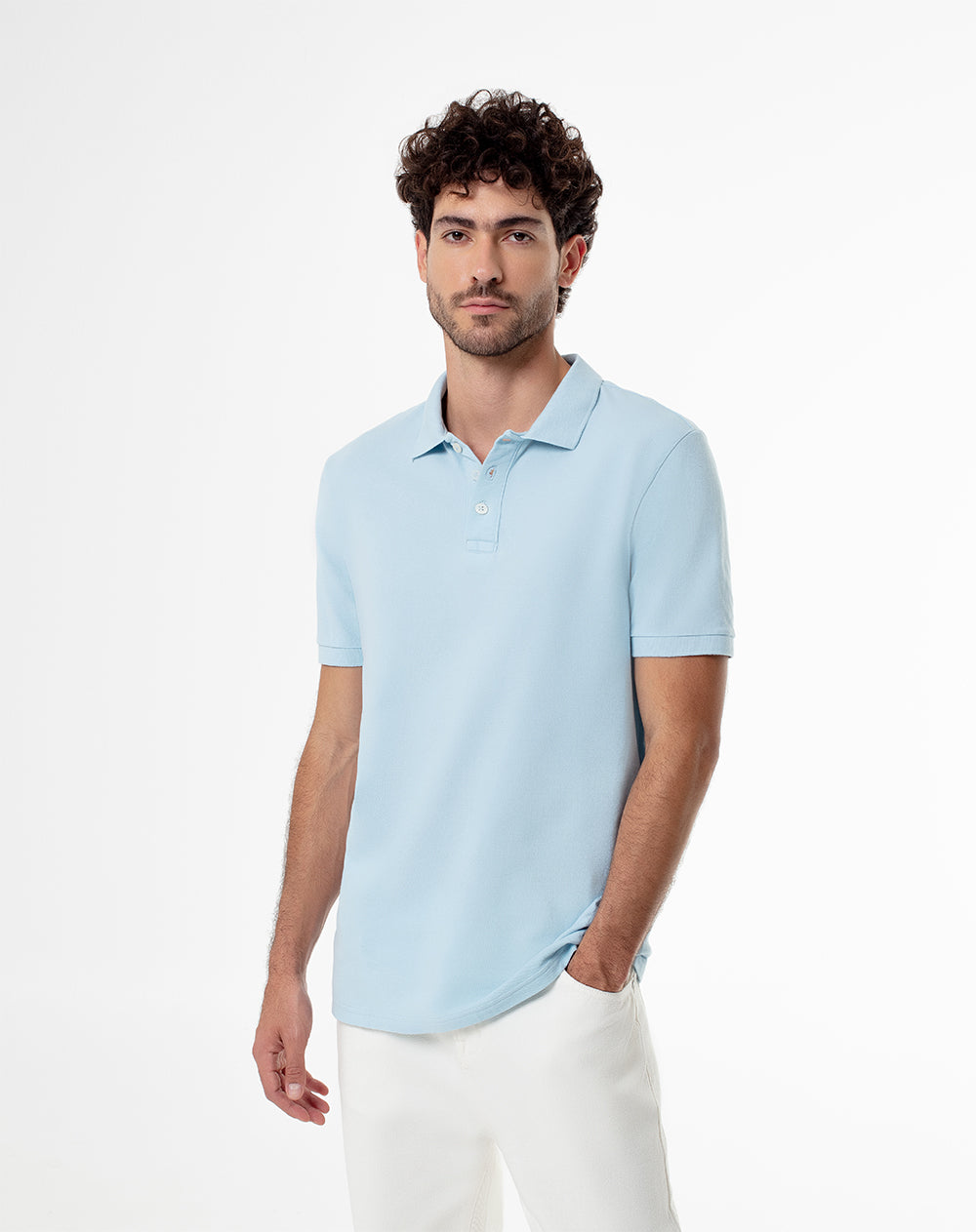 Polo slim fit azul