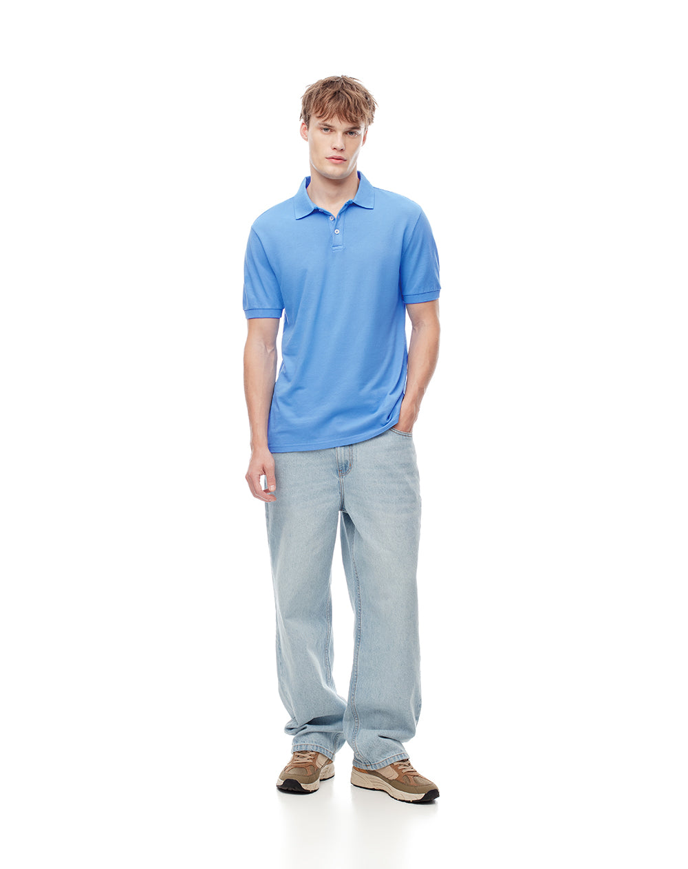 Polo slim algodón azul hombre