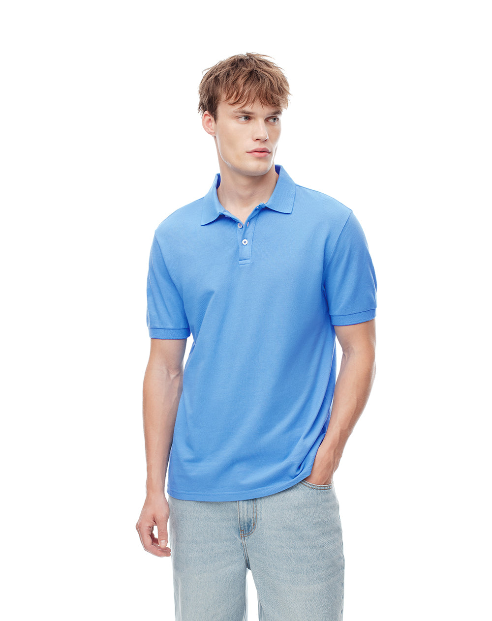 Polo slim algodón azul hombre