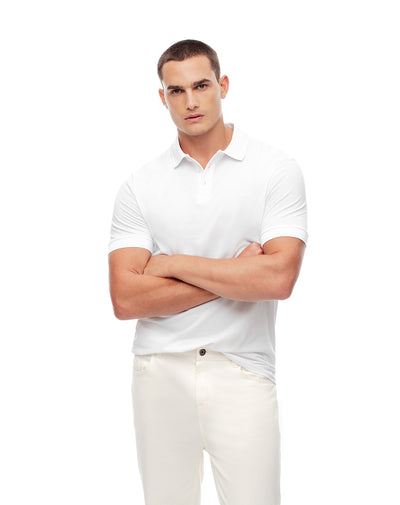 Polo slim algodón blanca hombre