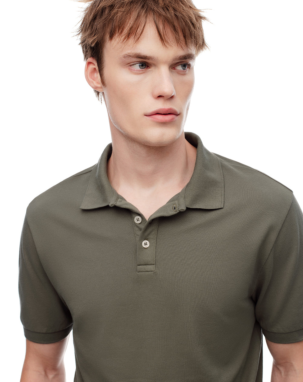 Polo slim algodón verde hombre