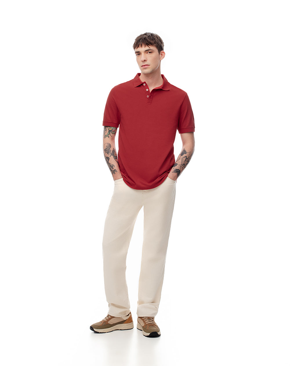 Polo slim fit roja