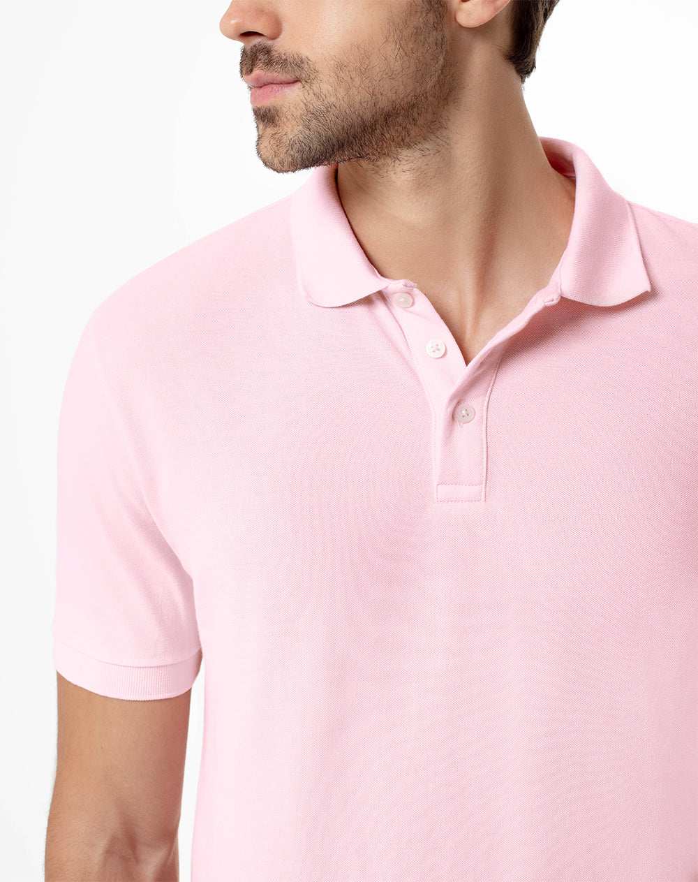 Polo slim algodón rosada hombre