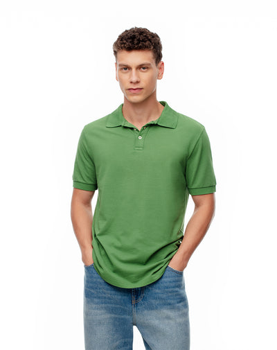 Polo slim algodón verde hombre
