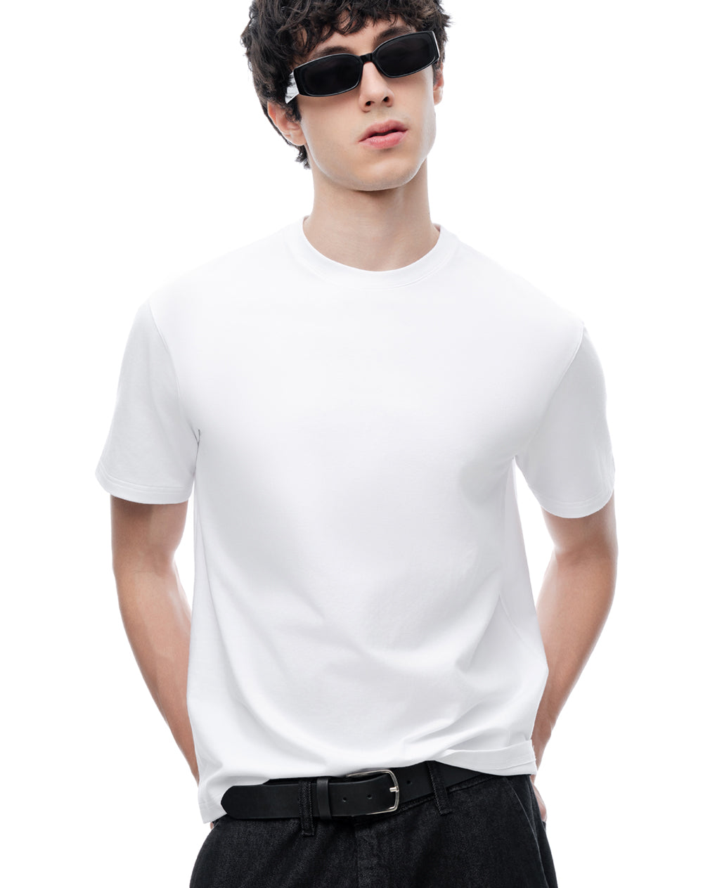 Polo regular manga corta blanca hombre