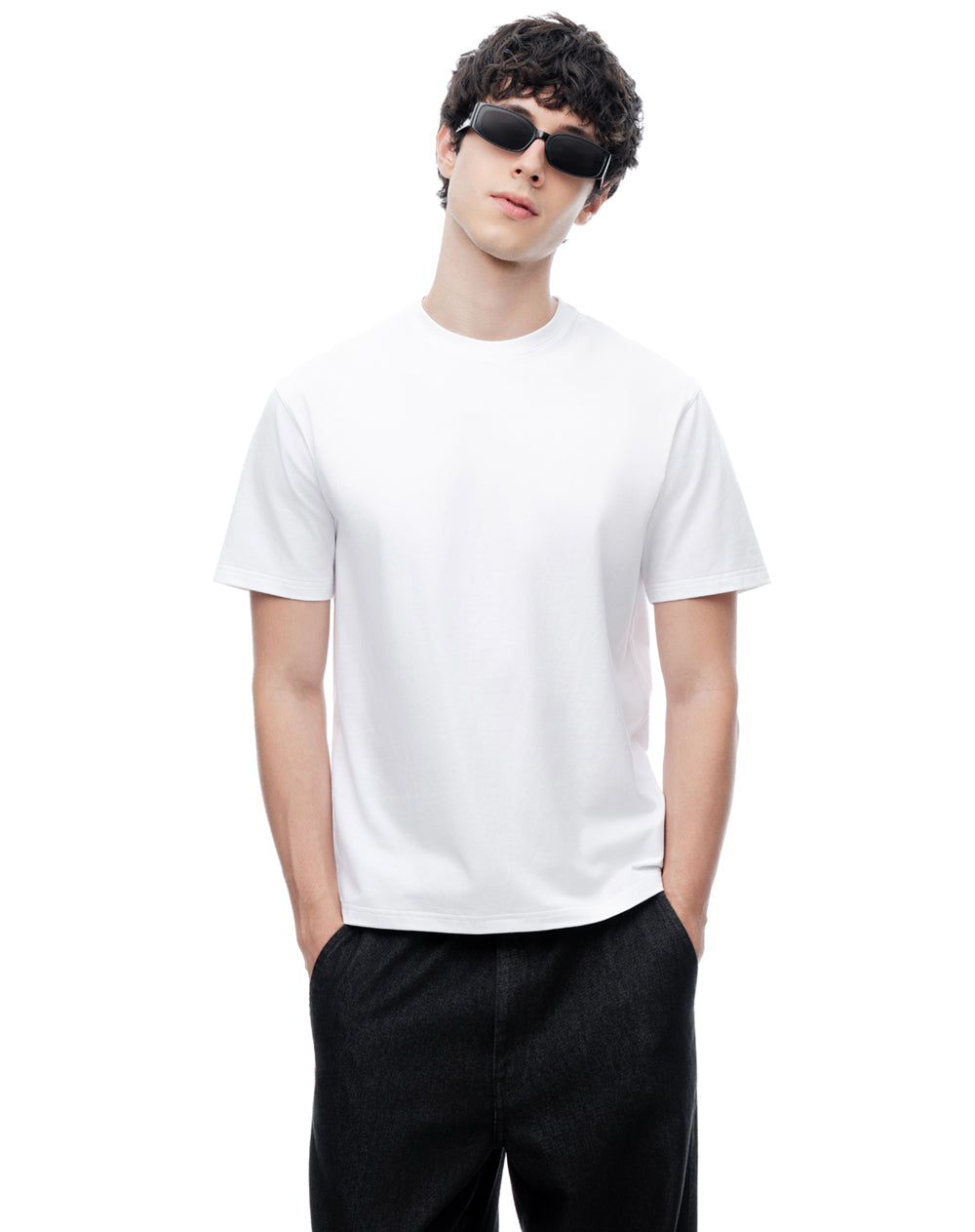 Polo regular manga corta blanca hombre