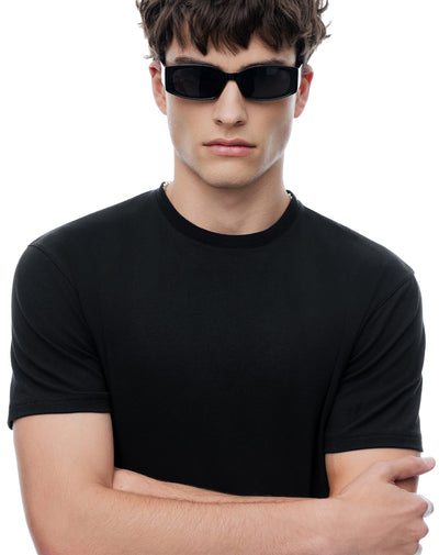 Polo regular manga corta negra hombre