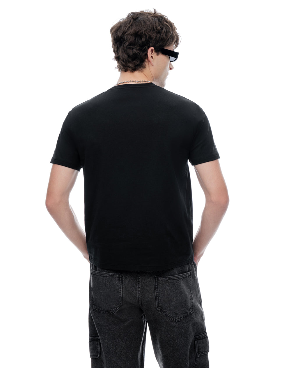 Polo regular manga corta negra hombre