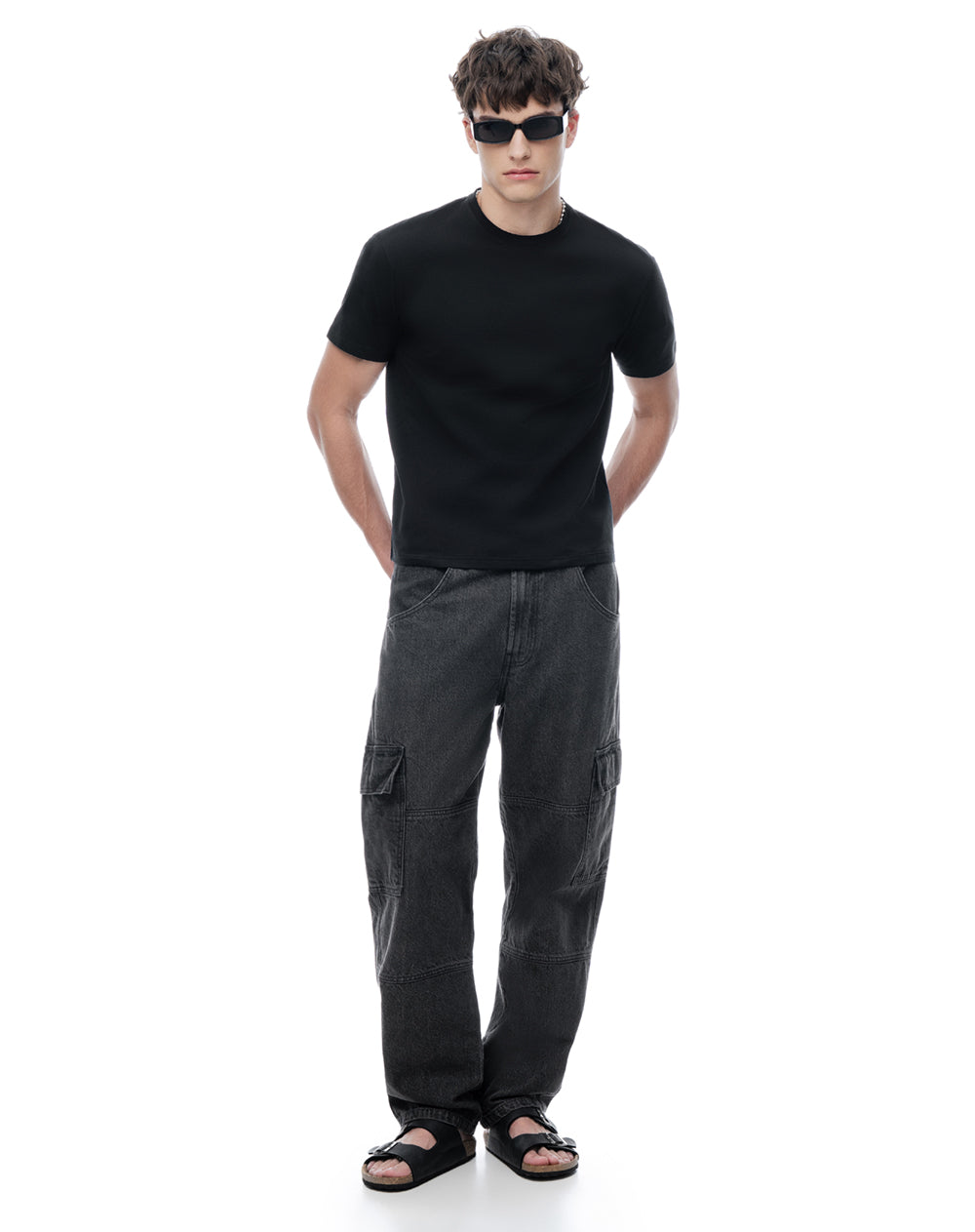 Polo regular manga corta negra hombre