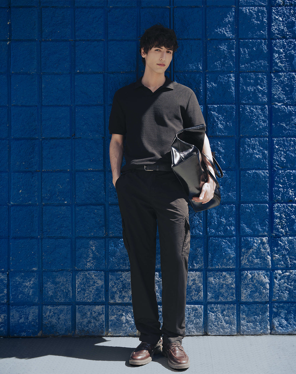 Polo regular algodón negra hombre