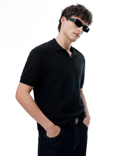 Polo regular algodón negra hombre