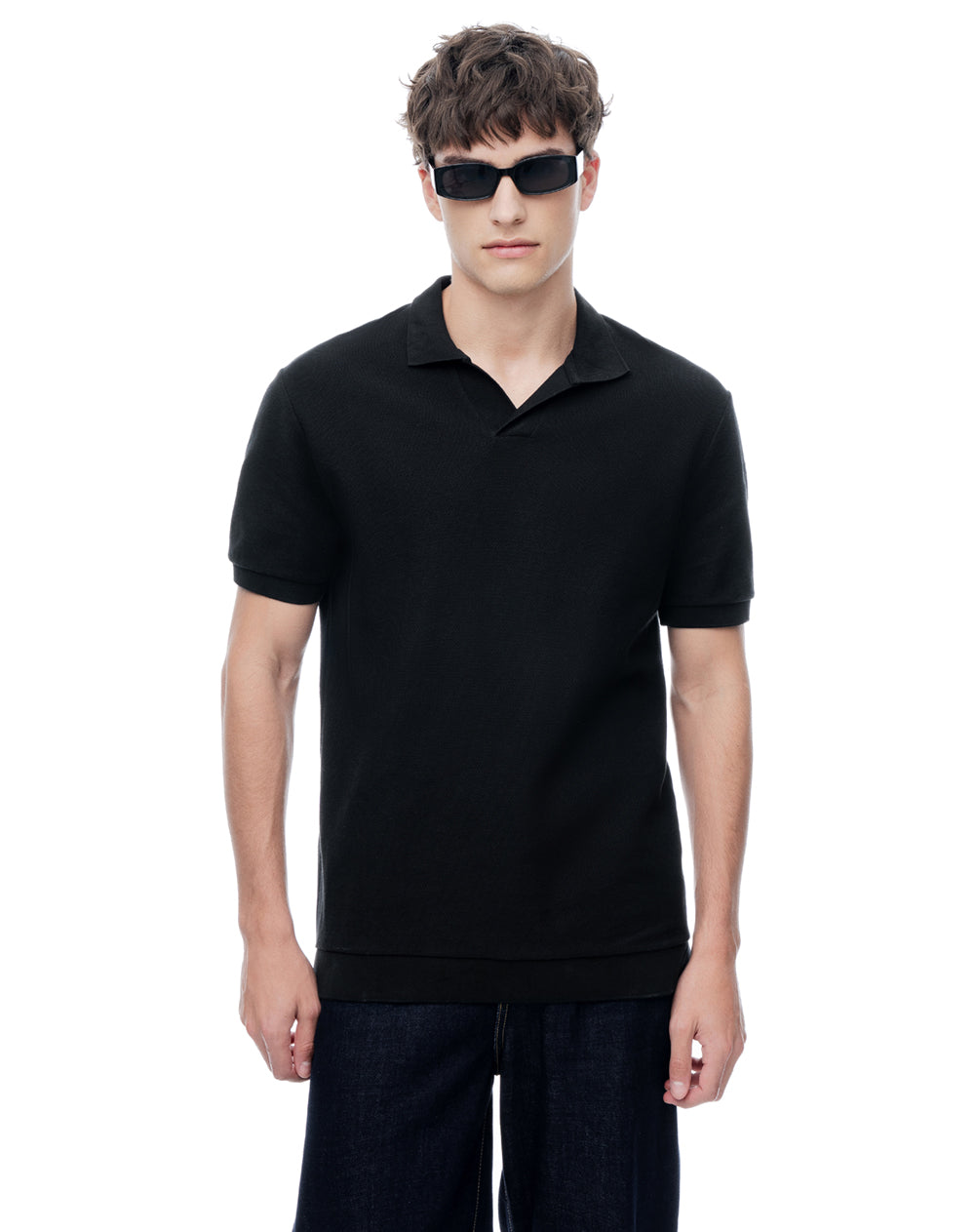 Polo regular algodón negra hombre