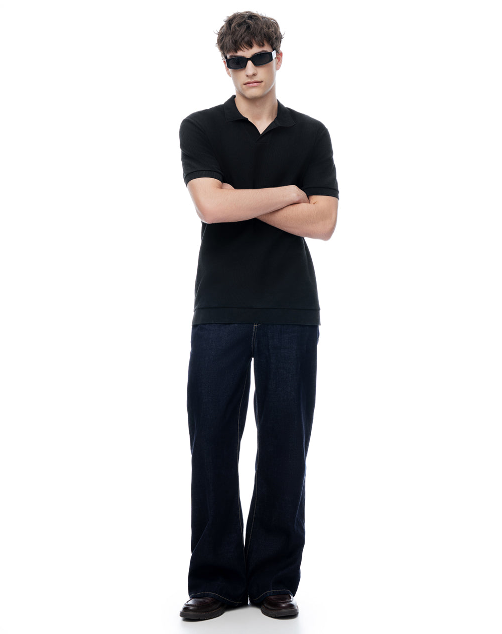 Polo regular algodón negra hombre