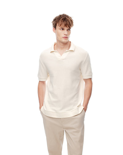 Polo regular tejido de punto algodón vainilla hombre