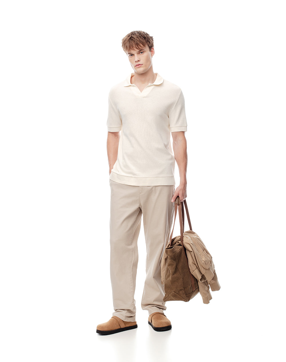 Polo regular tejido de punto algodón vainilla hombre