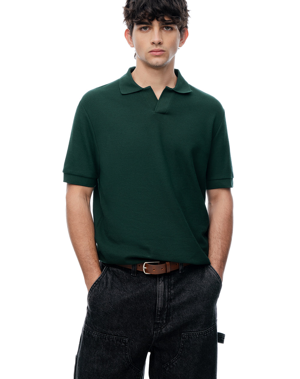 Polo regular verde hombre