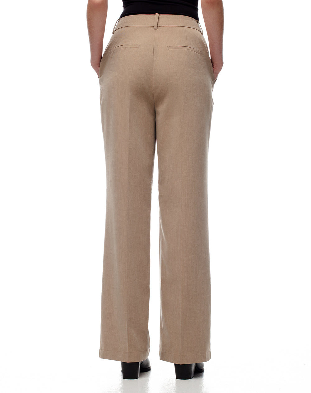 Pantalón wide leg tiro alto café mujer