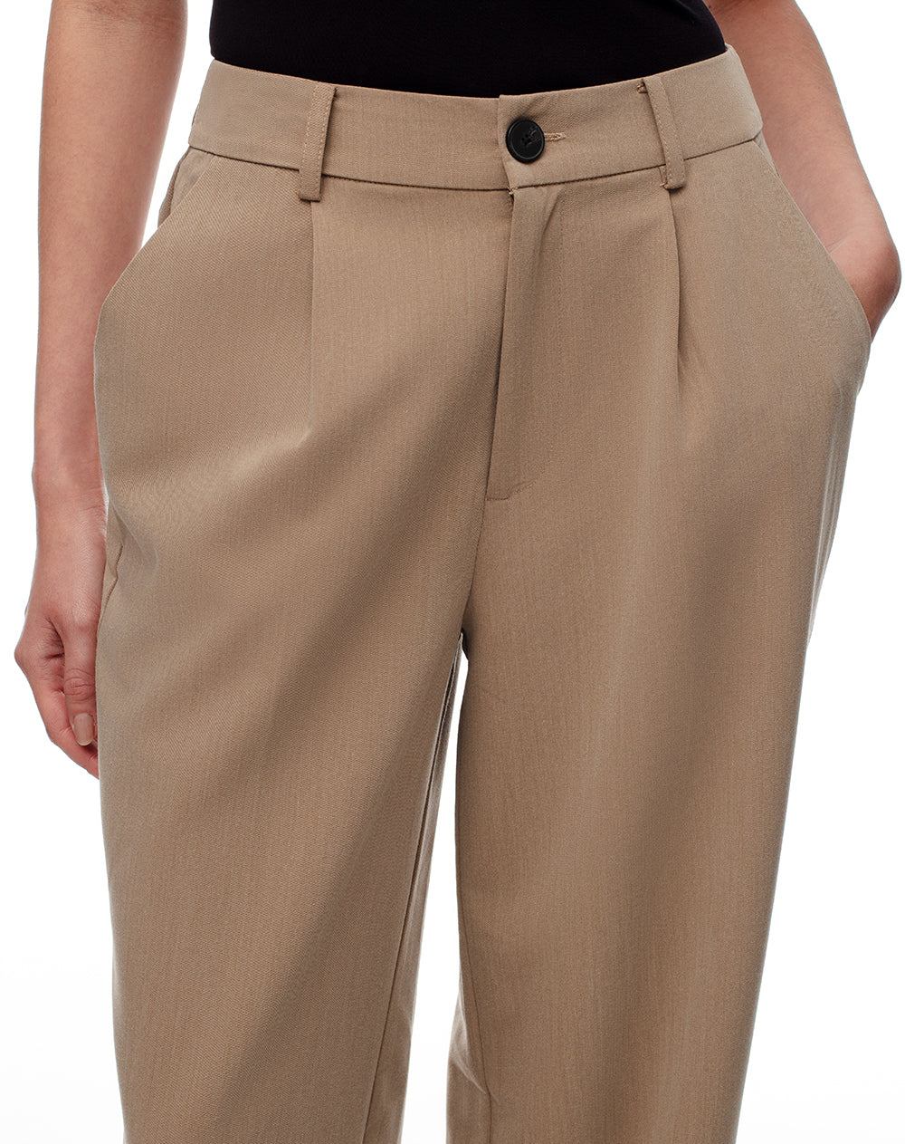 Pantalón wide leg tiro alto café mujer