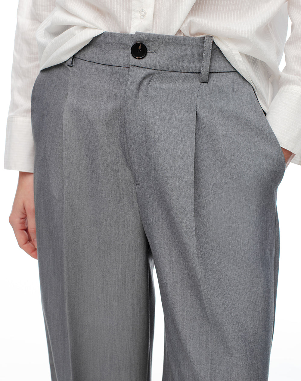 Pantalón wide leg tiro alto gris mujer