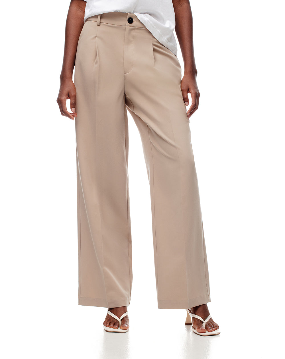Pantalón Jove regular fit tiro alto khaki