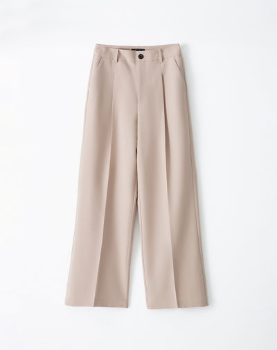 Pantalón wide leg tiro alto caqui mujer
