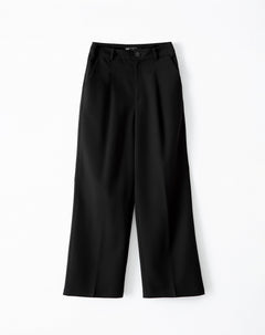 Pantalón wide leg tiro alto negro mujer
