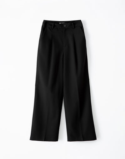 Pantalón wide leg tiro alto negro mujer